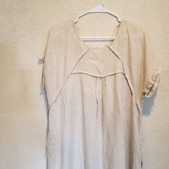 Umgee L High Low Dress Women’s Sz L Gauzy Raw Hem Midi High Low Shift Pockets - Picture 6 of 9